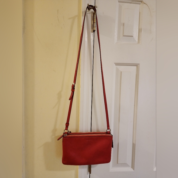 Coach Pink Crossbody Lyla Park Leather Double Gusset Zip Purse Adjustable Strap - Picture 3 of 3